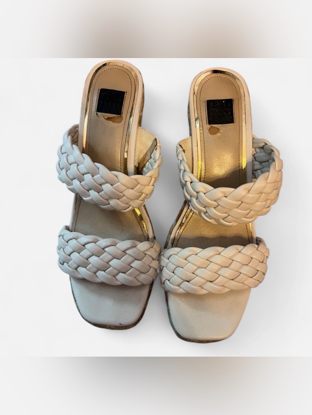 White House Black Market Braided Double-Strap Slide Sandals in Cream
